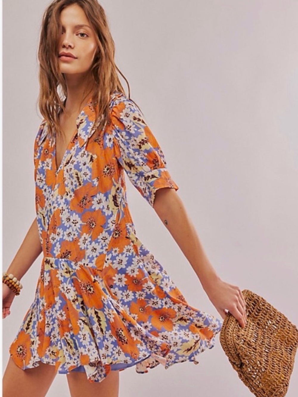 NWOT Free People Dress Floral Mini Pockets